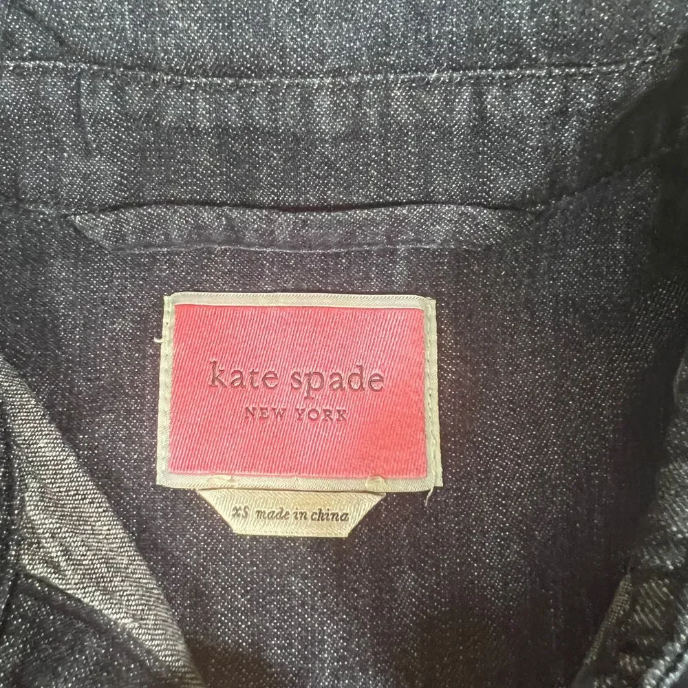Kate Spade Denim Shirt Dress‎ XS Mid Length Indigo Button Up Dress Long Sleeve
